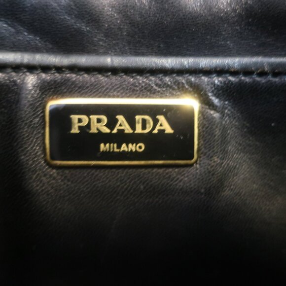 AUTHENTIC Prada Vitello Bowler Black Brown Serial No. 25 Leather Satchel Handbag - Picture 12 of 16